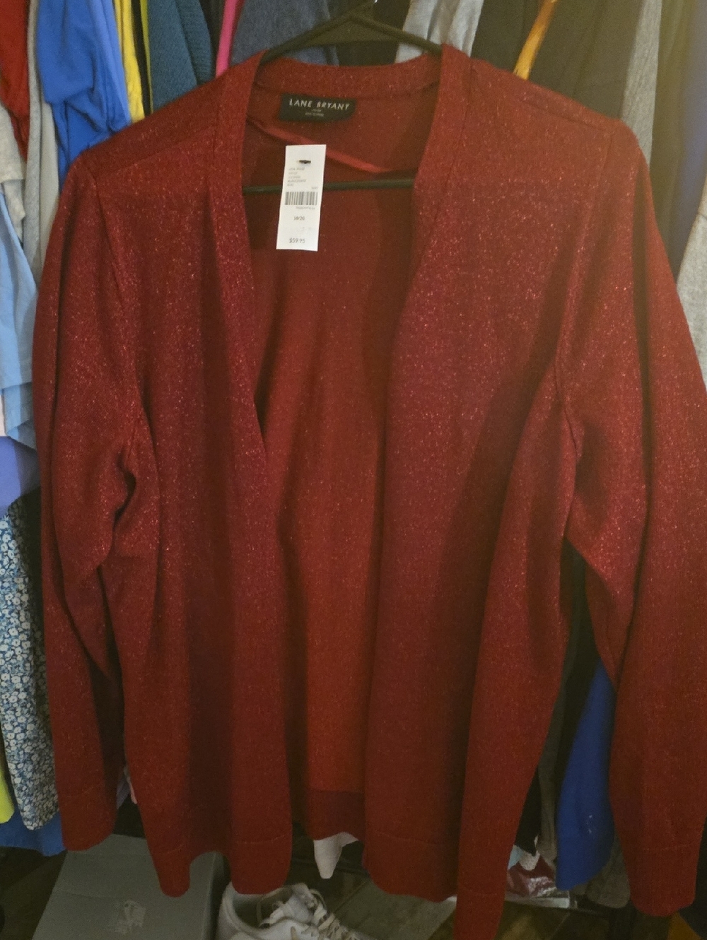 Lane Bryant Sparkle Open Cardigan - Wine Red